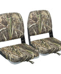 Padded Folding Boat Seat With Backrest For Bass Boats, Ultra Comfy, Dockside Ready, Durable Aluminum Hinges And High Impact Plastic Frame, Marine Jon Boat Chair For Fishing, Comfortable Foldable Seat For Sea, River, And Lake Trips, camo design