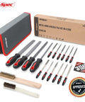18 Piece Metal Hand And Needle File Set Kit With T12 Carbon Steel Files For DIY Wood Metal Crafts In A Zip Case With Brushes