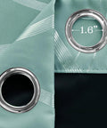 Close-up of Aqua Blue 100 Percent Blackout Curtain Panels With Wave Pattern 84 Inches Long 2 Pieces 52 Inches Wide Thermal Insulated Grommet Drapes