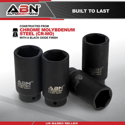 1/2 Inch Drive 6-Point Go-To Thin Wall Axle Nut Socket Set featuring 9-Piece Metric Kit with chrome molybdenum construction