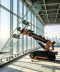Heavy Duty Mobile Glass Vacuum Lifter With Strong Grip Suction Cups And Wireless Remote for lifting large panels at construction site.