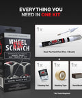 Silver Wheel Touch Up Paint Kit For Cars Easy 3 Step DIY Alloy Rim Repair With Fast Dry Pen Package Contents Display