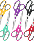 6 Pack 8 Inch Multipurpose Comfort Grip Scissors Set With Colorful Handles Ergonomic Sharp Blades Go To Crafting Office Home And Everyday Cutting Tasks For School Projects Too, colorful scissors with soft-grip handles
