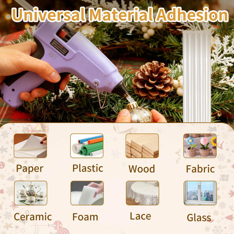 Crystal Clear Hot Glue Sticks 8 Inch By 0.43 Inch 30 Pack For Hot Glue Gun crafting on Christmas ornament with material icons