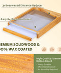 8 Frame Screened Bottom Board For Langstroth Beehives with beeswax dipped wood and entrance reducer for ventilation