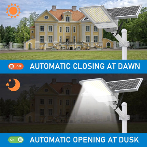 400W Solar LED Parking Lot Light 6500K Waterproof Dusk To Dawn Outdoor Flood Security Lighting illuminating building