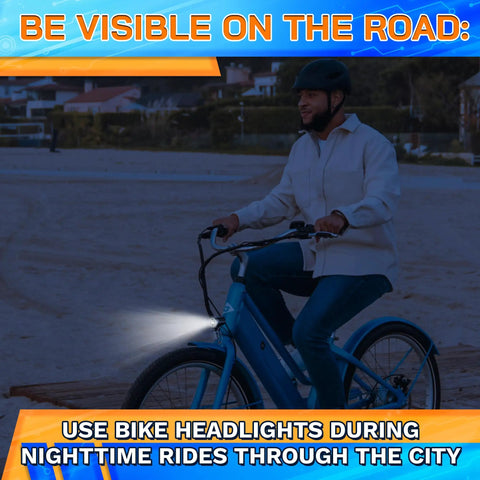 Ebike Headlight With 2 Pin Waterproof Connector For 6 To 60V Systems, Easy To Install LED Light With Stainless Steel Bracket, 20 Lm Output, Weather Resistant For Night Riding