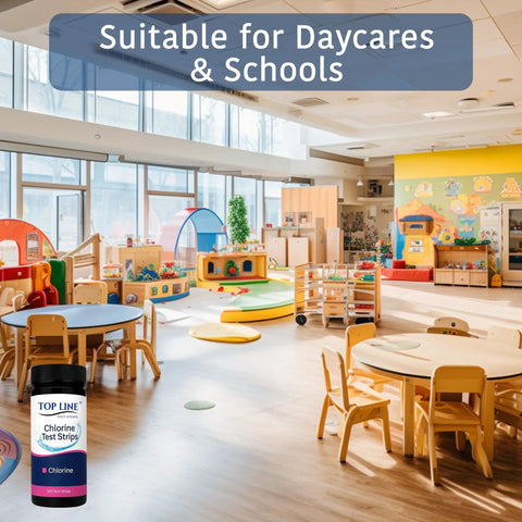 Food Service Chlorine Test Strips 0-500 Ppm Value Pack for Bleach Sanitizer Testing, Easy Read Color Blocks, Budget-Friendly Choice for Restaurants, Bars, Cafes, Food Trucks, Daycares and Commercial Kitchens, Safe Sanitation Tool in daycare room