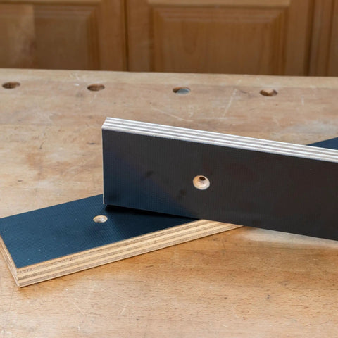 Router Table Extension Fence Faces Pair For Precision Woodworking, Pro Grade, shown on workbench, holes visible for installation