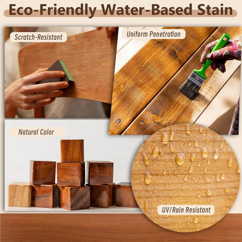 Eco-Friendly Water Base Wood Stain for Furniture Cabinets and Doors, showcasing scratch-resistant finish and natural color.