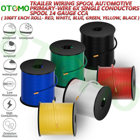 Color Coded 14 Gauge CCA Automotive Primary Wire Set, 6 Rolls Of 100Ft Each, PVC Jacket, Multiple Colors