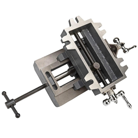 Heavy Duty Cross Slide Drill Press Vise With Extra Tall Jaws, 8 inch grip and robust iron construction for precision projects.