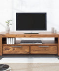 Wooden TV stand with Three Inch Plate Caster Wheel Set With Cast Iron Swivel Plate Casters And Dual Locking For Vintage TV Stands