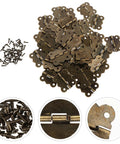 Pile of antique bronze iron cabinet hinges with screws, 30x27mm, retro style door hardware for DIY projects.
