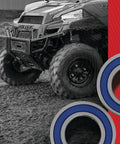 Sturdy Rear Wheel Bearing Set Fits Suzuki King Quad Lta400 500 Cc Atv High Speed Abec 3 Bearings with blue seals by ATV in motion over wet terrain.