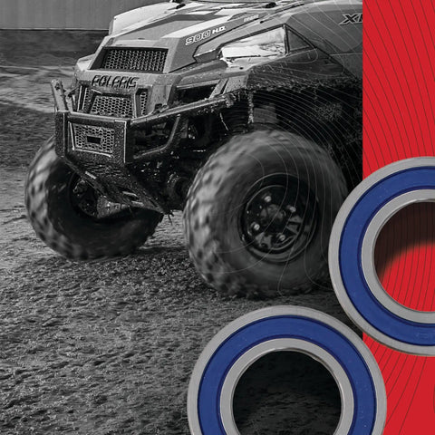 Sturdy Rear Wheel Bearing Set Fits Suzuki King Quad Lta400 500 Cc Atv High Speed Abec 3 Bearings with blue seals by ATV in motion over wet terrain.