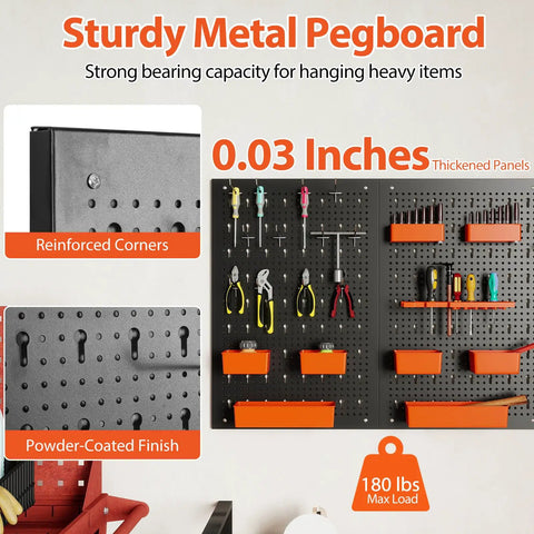 4 Ft Metal Pegboard Tool Organizer With Heavy Duty Hooks And Bins For Garage And Workbench This Solid Peg Board Kit Upgrades Your Shop Game Keeps All Gear Tight And Ready To Roll Perfect For Hard Working Crews Who Need Reliable Storage Solutions Daily