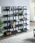 Five Tier Open Bookcase With Industrial Steel Frame And MDF Shelves Anti Tip Kit Adjustable Feet Wide Display Storage