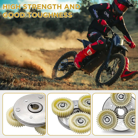 Electric Bike Gear Clutch Kit With 36T Planetary Nylon Gears For 500 To 750W Motors in action and detailed view of gears