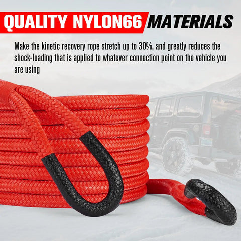 Trail Ready Kinetic Recovery Rope Kit With Two Heavy Duty Synthetic Soft Shackles And Storage Bag One Inch By Thirty Foot Snatch Strap For Off Road Mud Bogging Utv Atv Truck Jeep Rig Getting Unstuck Fast
