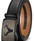 Men's Ratchet Leather Belt For Dress And Casual Wear, 1 3 8 Inch Wide, Black, Adjustable From 32 To 38 Inches, Cut To Fit Size