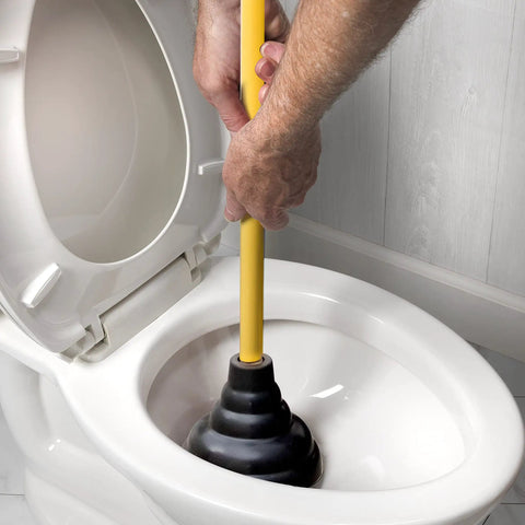 Heavy Duty Drain Plunger With Double Thrust Rubber Cup And Wood Flange For Toilets Sinks Tubs And Showers Long 26 Inch Handle Pro Grade Home