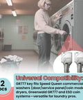 Person using commercial washer with GR777 Tubular Key Set for Commercial Washers and Coin Op Machines visible, 2-pack shown