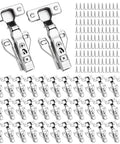 Set of 60 Pack Half Inch Overlay Soft Close Cabinet Hinges With Clip On Mounts, 105 Degree 3D Adjustable Concealed Cupboard Hinges with Screws displayed