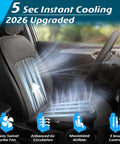 Cooling Car Seat Cover With 8 Turbo Fans, 12V-24V Ventilated Front Seat Cushion, Universal Fit, Stone Grey in car interior