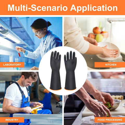 Kick Some Serious Grime With These Xl 14 Inch Latex Chemical Resistant Gloves Heavy Duty Rubber Kitchen Gear waterproof use in kitchen, lab, and industry.