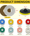 7 Inch Diamond Polishing Pads Tile Stone Sanding Kit With Heavy Duty Resin Bond For Smooth As Glass Scratch Free Finish On Concrete Marble Granite And Tile Top Shelf, dimensions and multi-grit options displayed.