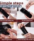 Steps to use Unicorn Pepper Mill By Tre Spade Premium Kickin Manual Pepper Grinder With Steel Burrs Side Loading Refill 6 Inch.