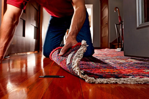 Applying Rug Anchors Four Strip Pairs Hold Down Rug Corners And Edges With Stretch Release Adhesive For Carpet Grips on wood floor