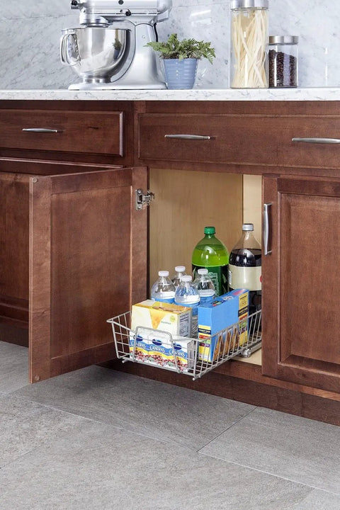 11 Inch Heavy Duty Slide Out Cabinet Organizer With Pull Out Pantry Shelf Drawer For Kitchen Bathroom And Laundry Room Nickel Smooth Glide Game Changer