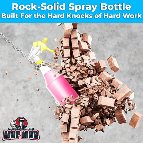 Chemical Resistant 24 Oz Spray Bottles 10 Pack Heavy Duty Trigger Sprayer With Adjustable Nozzle Leak Proof Design, pink bottle breaking bricks.