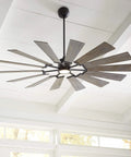 Heavy Duty 72 Inch Outdoor Ceiling Fan Serving Big Porch Vibes With A Knockout Windmill Frame And Weathered Oak Blades Pushing Serious Airflow Plus Dimmable Remote LED And Energy Star Cool Factor.