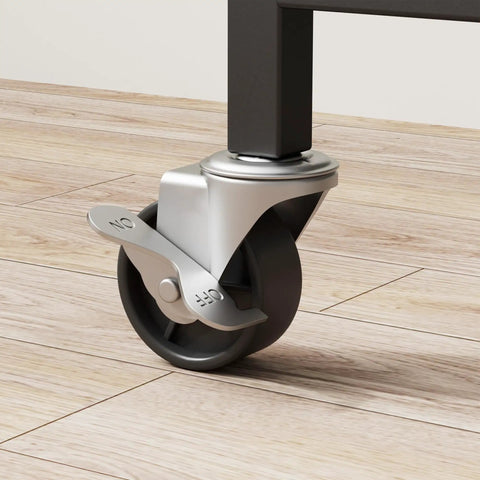Smooth Rolling 3 Tier Kitchen Microwave Cart Easy Glide caster wheel with lock feature for mobility and stability.