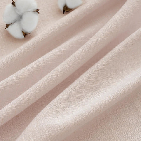 Light Pink Linen Curtains 108 Inch Long, 2 Panels, Pinch Pleat, Semi Sheer Light Filtering with cotton detail