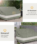 Outdoor Sofa Cover For Patio Furniture 79W 38D 35H Waterproof Heavy Duty Grey Green Built To Last All Weather Protection Fits Sofa Loveseat And 3 Seater Benches Great For Deck Patio Coverage shown from front and side angles in outdoor settings