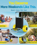 Heavy Duty Beach Wagon With 13 Inch Solid TPU Wheels, 352 Lb Capacity, Foldable Aluminum Wagon Dolly for sand and camping.