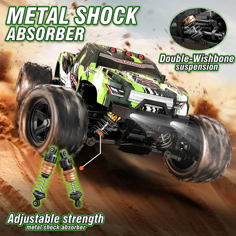 All Terrain RC Car For Adults And Boys The Beast 1:18 Scale 4WD Off Road Remote Control Truck with metal shock absorber features