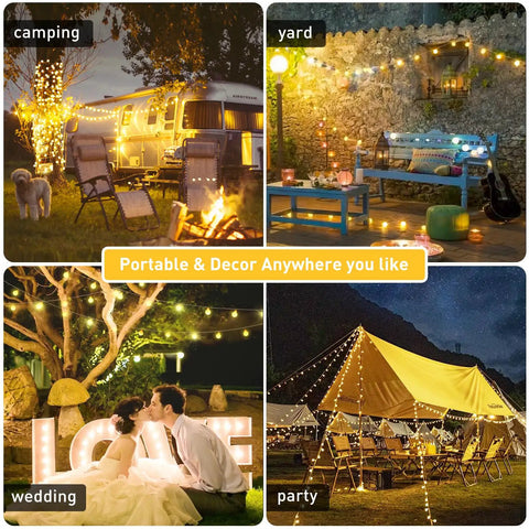 Warm White 100 LED Globe Battery Operated Christmas Lights Indoor With Eight Modes For Cozy Dorm Room Bedroom Or Tree Decor Soft Glow Easy On Battery Perfect For Year Round Holiday Vibes outdoor scenes