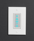 Front view of LCD Bathroom Timer Switch With 3 Function Ventilation Fan And Light Control Dimmable Light Settings Easy View Buttons