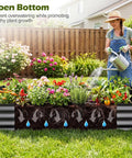Raised Garden Bed With Cover And Mini Greenhouse 6 Ft Long 3 Ft Wide 3 Ft High Galvanized Bottomless Outdoor Planter Box Kit with woman watering plants