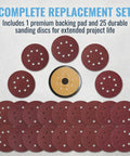 Replacement Sander Pad And 25 Sanding Discs Set For Orbital Sander Models BDERO600 BDERO100 RO100B RO100K TS720 Q800K BT300 N601645