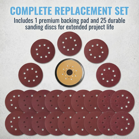 Replacement Sander Pad And 25 Sanding Discs Set For Orbital Sander Models BDERO600 BDERO100 RO100B RO100K TS720 Q800K BT300 N601645