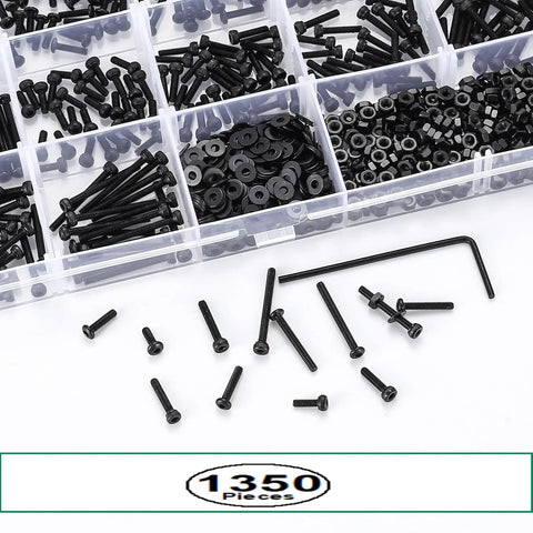 Complete Heavy Duty 1350 Piece Black Pan Head Hex Socket Cap Screw Assortment Kit With M2 M3 M4 M5 Metric Fasteners And Matching Nuts A Total No Brainer For Shop Projects