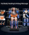 Woman using 57-Inch SL-Track 4D Massage Chair With Full Body Zero Gravity Recliner Shiatsu Heat AI Voice Control Foot Roller and 3 Zone Heating