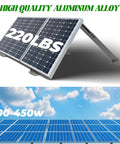 Two Pack Adjustable Solar Panel Tilt Mount Brackets Kit For 14 To 27 Inch Rails showcasing 220lbs load capacity