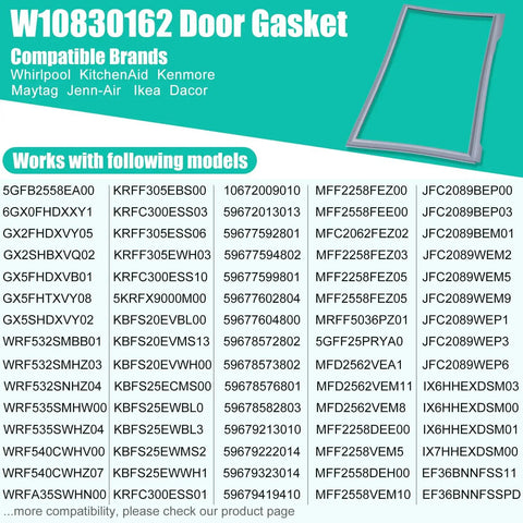 Fridge Door Gasket Replacement For Whirlpool Kenmore KitchenAid Refrigerator Seal 39.7 By 16.93 Inches gasket illustration